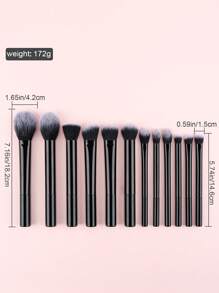 15 Stücke/Set Profi Make-up Pinselset, 12 Stücke Make-up Pinsel + 2 Stücke Make-up Schwämme + 1 Stück Puder Puschel, Reisefreundlich