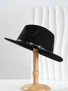 1 chiếc mũ Fedora Jazz thanh lịch bằng polyester thắt lưng đối xứng dành cho nữ, thích hợp để đội hàng ngày và dự tiệc ngày lễ - màu đen - Xem 4