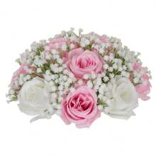 1 件人造满天星花球，仿玫瑰花插花花束婚礼中心装饰活动派对桌家居装饰房间装饰 - 彩色 - 查看 13