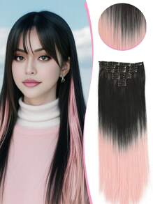 Straight Hair Extensions Long Black Grey Hair Extensions Clip In Hair Extensions For Women 7 Pieces Hair Extensions Fluffy And No Tangled 24 Inch - Multicolor - View 11