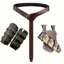 1/2/3pcs Vintage PU Leather Medieval Style Faux Leather Sword Scabbard, Mercenary Knight Adjustable Gun Holster, All Season