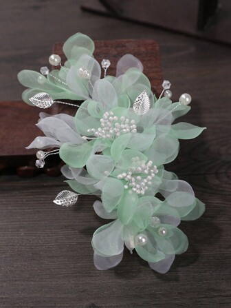 1件手工复古桃花发夹，优雅发饰，适合夏季、摄影、表演、汉服等场合。