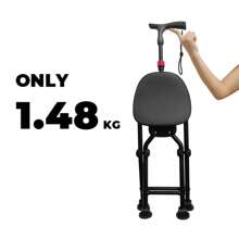 1 Piece Of 2-In-1 Multifunctional Folding Cane Chair, Cane Chair With Seat Aluminum Alloy Support Rod, PVC Soft Seat, Anti Slip, Ultra Light, Portable Travel Booster Folding Cane, Suitable For The Elderly, Universal For Young People, Outdoor Hiking, Adjustable Overload, Halloween, Thanksgiving, Christmas And Grandparents' Day Gifts