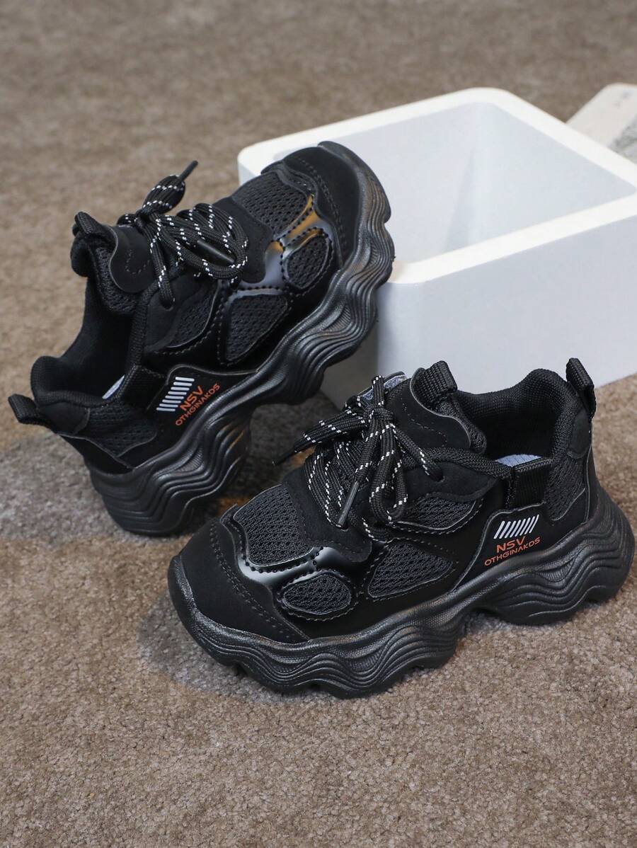 Latest Model Spring/Autumn Children's Shock-Absorbing Sports Shoes, Chic For Boys, Net Celebrity Style Balance Shoes For Girls Aged 1-5 Years Old