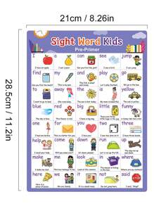 Set de 5 carteles con palabras en inglés de alta frecuencia de 220 palabras de uso frecuente, diseño divertido y creativo, para que los estudiantes aprendan palabras en inglés, ayuda de enseñanza, decoración del aula