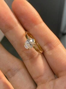 CVNANA 1 chiếc nhẫn bản rộng hình chữ V kép, trang sức thời trang nữ sang trọng đính đá Cubic Zirconia, size M, món quà hoàn hảo cho bạn gái/bạn thân, ngày Valentine, ngày của Mẹ. - F - Xem 3