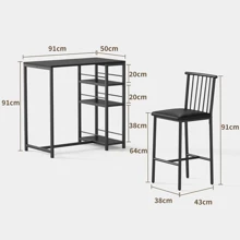 Juegos de mesa & silla de comedor - negro - Ver 4