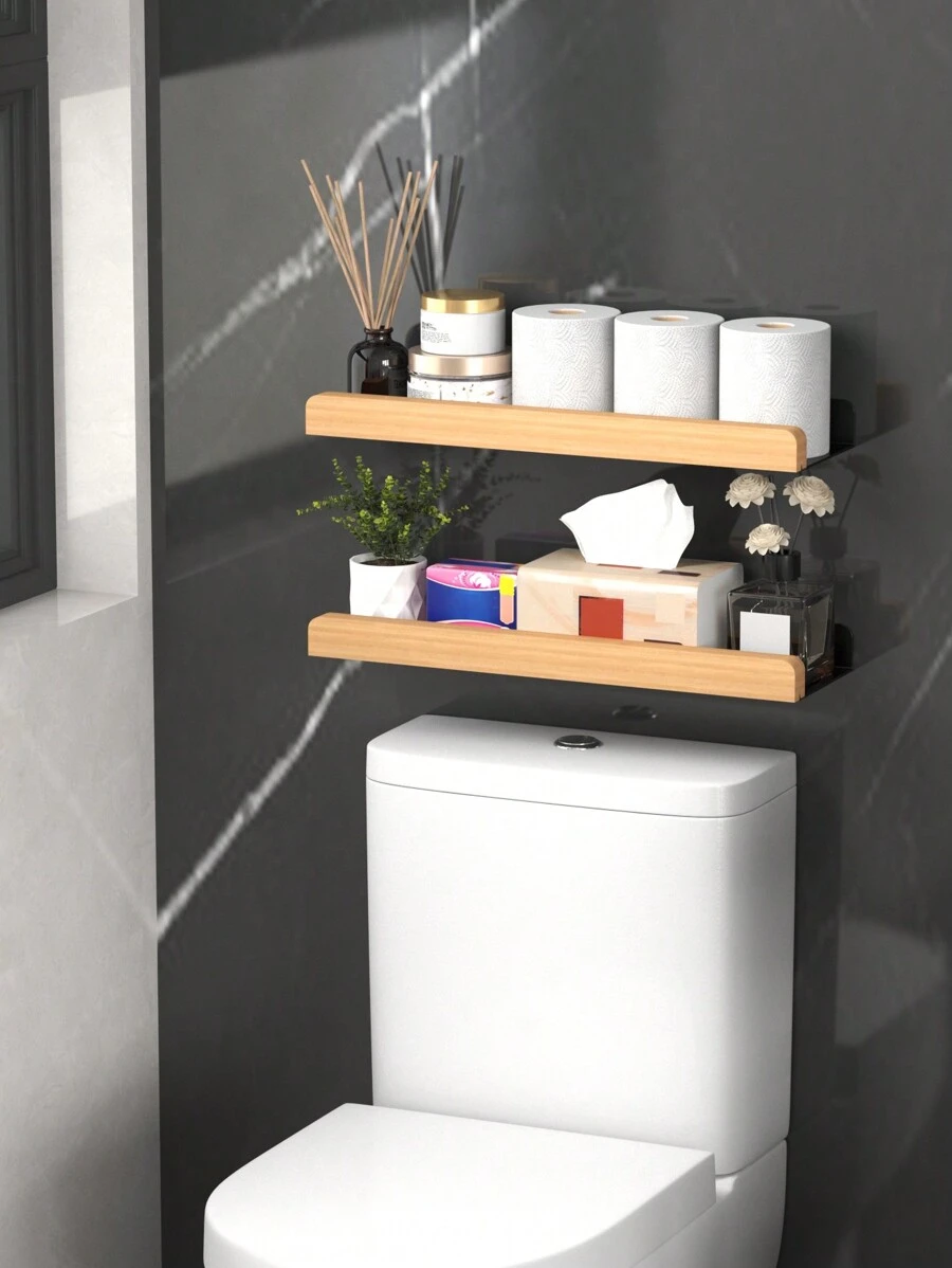 黑色/白色壁挂式卫生间收纳架，多功能收纳架，可容纳卫生纸卷、面巾纸、手机等卫生间用品，无需钻孔，浴室配件，房间装饰