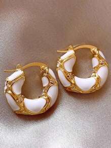1 paire de boucles d'oreilles élégantes en émail avec une palette de couleurs douces, un design et chic, convenant aux femmes pour le quotidien, les fêtes, les rendez-vous et le travail