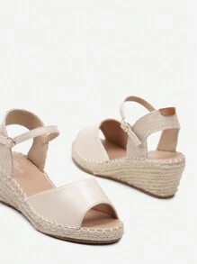 Women's Bohemian Style Wedge Woven Sole Sandals Stylish Sandals Summer Sandals For Women - Beige - View 6