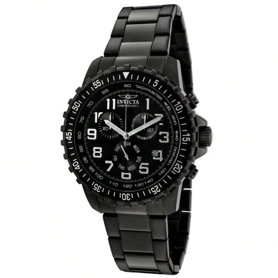 Invicta 1328 Men's Specialty Black Dial Gunmetal IP Steel Bracelet Chronograph Watch - 黑色 - 查看 1