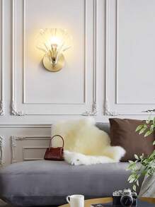1PC Clear/Amber Color Shell Wall Sconce With Glass Body And Free Bulb, Suitable For Bedroom, Room, Living Room, Corridor Aisle, Bedside Table, Office, Cafe, Halloween, Christmas, New Year, Easter, Ramadan, Etc. Decorative Ambient Wall Sconce