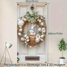 1pc Easter Rabbit & Easter Egg Door Curtain, Suitable For Indoor And Outdoor Use, Modern Design Perfect For Home And Party Decoration (Door Decor Not Included), 2D Design - Multicolor - View 2