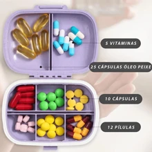 Pill Case Organizer Box Capsule Holder Compact Travel Weekly Bag Dividers Morning Night - 隨機的 - 查看 4