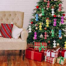 6 chiếc kẹo Giáng sinh đầy màu sắc trang trí treo lấp lánh kẹo gậy đồ trang trí cây thông Noel kẹo bạc hà đồ trang trí với dây thừng cho tiệc Giáng sinh trang trí nhà, Giáng sinh - Nhiều màu - Xem 9