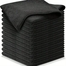 20 Pcs Dish Cloth Set, Microfiber Rag, Kitchen Scouring Pad, Multi-Purpose Car Cleaning Rag - Black - View 6