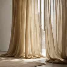 Linen Gauze Voile Curtain Without Lining 6m Wide For ROD - 米色 - 查看 1