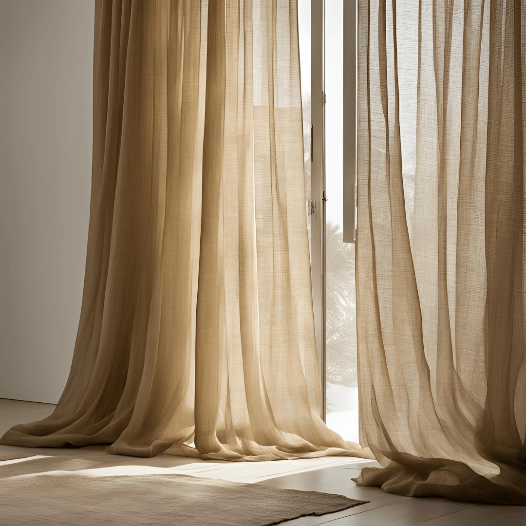 Linen Gauze Voile Curtain Without Lining 6m Wide For ROD - 米色 - 查看 1