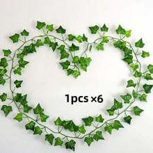 1 件/6 件/12 件人造红薯藤、常春藤假叶绿叶花环、家庭派对装饰假植物，适用于房屋、窗户、庭院 - 地瓜葉 - 查看 10