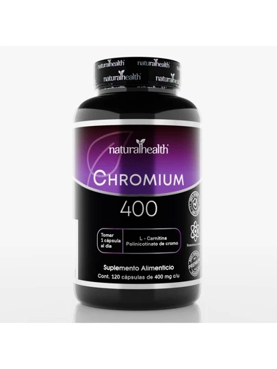 Natural Health. Picolinato de Cromo + L-Carnitina. Frasco con 120 Cápsulas de 400mg. Ingredientes naturales. Rinde 4 meses de uso. | Moda de Mujer