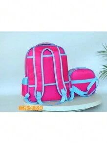 Mochila Niño PrimariaCombo 3 Piezas 3d Luz Led Escolar Lonchera + Lapicera Set Combo Mochila Escolar - E sirena sirena rosa - Ver 3