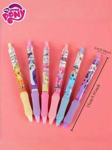 MY LITTLE PONY 6 unidades de bolígrafos neutros, bolígrafos de punta de esponja de fibra de carbono con diseño de dibujos animados y colores brillantes, escritura suave, adecuado para oficina y escuela, regalo perfecto para fans