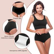SHIXIONG Pack Of 6 Women's Cotton Panties High Waist, Breathable Women's Underwear, Postpartum Panties Cesarean Section - 白色 - 查看 5