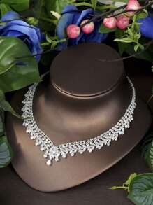 1 Set Luxury Cubic Zirconia & Floral Decor Jewelry Gift Set, Ideal For Women Anniversary