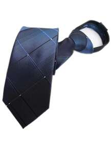 AILAKA 3 件/包男士黑色和海军蓝领结，百搭商务/正装自系领结，窄拉链预系领结，条纹和纯色设计 - A - 查看 5