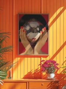 复古艺术帆布家居装饰海报、复古音乐墙面艺术、时尚印刷品、唱片机海报、唱机印刷品、房间装饰、时尚乙烯基、时髦粉色绘画、适用于客厅卧室、其他房间、无框架