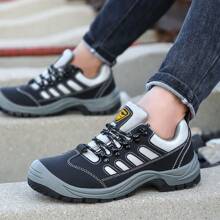 GUYISA 宽钢头耐磨鞋，黑色防压防刺穿全季节徒步工作靴 - 黑色 - 查看 4