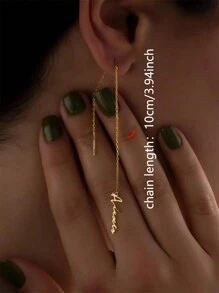 Custom Name Long Chain Threader Earrings For Women Girls Personalization Name Dangle Drop Earring Stainless Steel Jewelry Gift