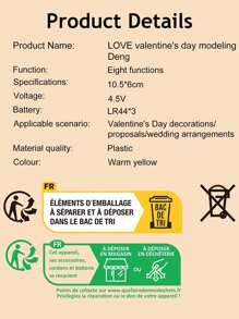 1pc Valentine's Day Light, LOVE Letter LED Light, Proposal Marriage Wedding Decor, Birthday, Party, Bedroom, Living Room, Cake Decor - Yellow - View 5