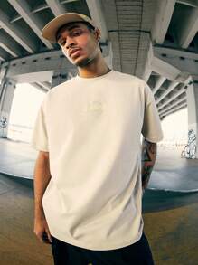 INFLATION 蝙蝠袖印花 T 恤，美国街头时尚品牌，宽松短袖上衣，2025 年春夏 - 卡其色 - 查看 3