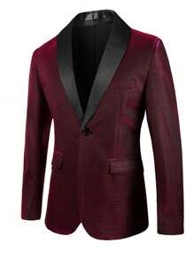 正式场合西装外套，男士舞台表演服装 - 酒紅色 - 查看 1