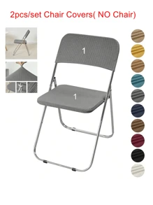 2 piezas/set de fundas elásticas de unicolor para silla plegable de felpa polar, fundas para asiento de silla de comedor, protector para respaldo de silla para todo el año para bodas, banquetes y hogar