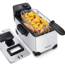 3 Liter Deep Fryer, 2200 W, Lid With Viewing Window, Adjustable Thermostat, Type 304 Stainless Steel And Fully Removable Container For Draining Oil - EU E Type Plug(220-240V) - View 2