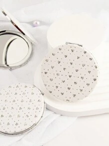 1 Stück weißer Glitzer Strass-Doppelspiegel, perfekt für Valentinstag, Hochzeit, Braut, Neuvermählte, Paar und Beauty-Liebhaber. Geeignet für Make-up, Hautpflege, Reisen, Büro, Partys und andere Anlässe. Leicht, tragbar, ideal um die Körperpflege zu verbessern und Eleganz in Ihren Alltag zu bringen.