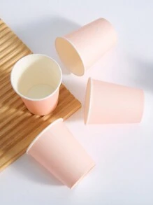 10 piezas/25 piezas Vasos de papel desechables de color rosa pálido, vasos para bebidas frías y café, adecuados para fiestas de cumpleaños, reuniones familiares, picnics, decoración de fiestas