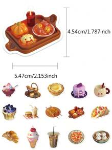 50 unidades Pegatinas de comida deliciosa, decorativas para equipaje, refrigerador, escritorio, tableta, diario, cuaderno, portátil, fundas de teléfono