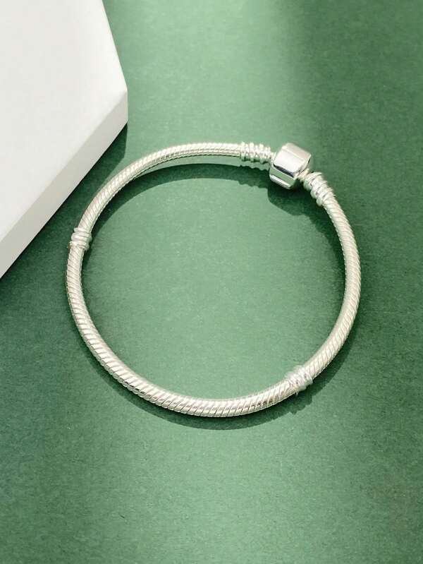 1Pc Elegant 16-22CM Real 925 Sterling Silver Bead Snake Bone Bracelet For Women Girlfriend Gift Fine Ladies Jewellery