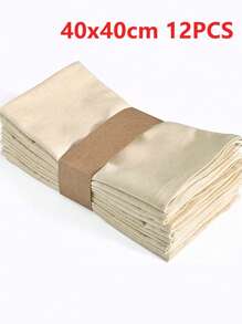 2/6/12pcs Natural Wood Tone Linen-Like Thin Napkins, Suitable For Wedding, Party, Dining, Restaurant, Kitchen, Dining Table Decor, 40x40cm/45x45cm, Daily Home Decor - Beige - View 8