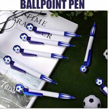 Set de 1/3/5 bolígrafos retráctiles con forma de balón de fútbol, punta media de 1.0 mm, tinta negra, mango de agarre suave, tema de frutas multicolor, material de plástico, adecuado para uso escolar y de oficina, vuelta al colegio