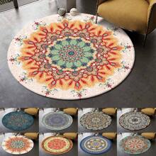 1PC Retro Boho Round Carpet Living Room Door Floor Mat Cotton Linen Rug Home Decor - 9 - View 4