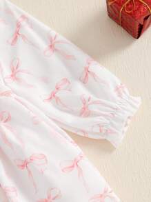 Baby Girl Romper Newborn Dress Long Sleeve Letter Bowknot Doll Collar Bodysuit Ruffle Skirt Cute Spring Clothes - Pink - View 6