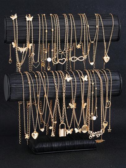 7/11/12/13pcs Elegant Vintage Minimalist Star, Moon, Gold Heart, Bow Ladies Necklace Set, Suitable For Festivals, Holidays, Parties, Dates And Everyday Wear, Great As Gifts