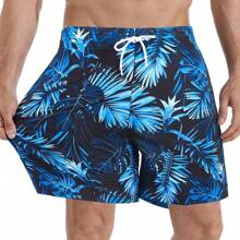 Men Plus Size Loose 3D Plant Print Men's Casual Beach Shorts With Compression Lining, Quick Dry Swim Trunks,Hawaiian - Multicolor - View 4