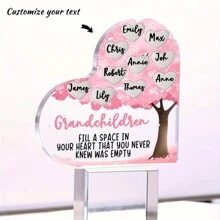 Personalized Grandchildren Heart-Shaped Acrylic Plaque -Personalize With 3-10 Names, Indoor & Outdoor Decorative Figurine For Grandma's Birthday, Mother's Day Gift - No Electricity Needed - For Grandma - Perfect Gift For Grandparents Day - Multicolor - View 1