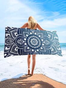 1pc Mandalay Beach Towel, Extra Large Ultra-Soft Microfiber Beach Blanket, Super Absorbent Bath Towel, Suitable For Travel, Swimming Pool, Diving, Surfing, Yoga, Camping, Available In Adult & Kid Sizes, Beach Accessory,Women Valentine Gift Birthday Boyfriend Girlfriend - Multicolor - View 2
