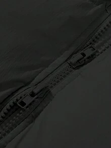 Damen Einfarbige Lässige Vielseitige Stehkragen Reißverschluss Mit Taschen Lange Lose Baumwolljacke Mantel Langarm Top, Streetwear College Stil Lange Außenjacke, Geeignet Für Kaltes Wetter, Winter Wattierte Knielange Jacke, Damen Straßenmode Frühlingsjacke - Schwarz - Übersicht 5